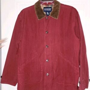 Lands' End Men's Red Jacket with Brown Collar